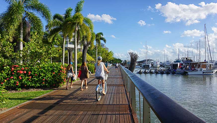 Cairns Esplanade Waterfront Boardwalk, great for walking and riding your bike.